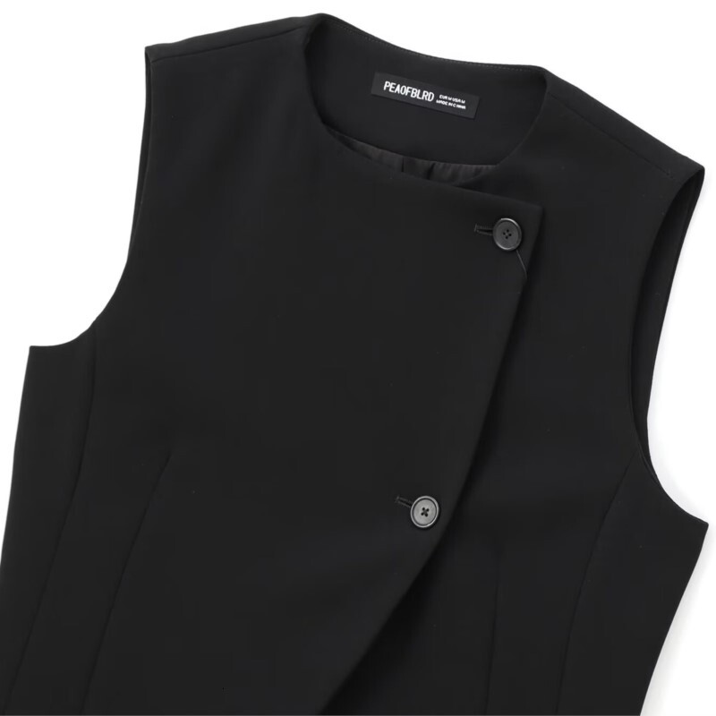 Trasymmetric Tank Top Women Autumn Fashion Button Short Waistcoat Casual Sleeveless High Street Female Tops