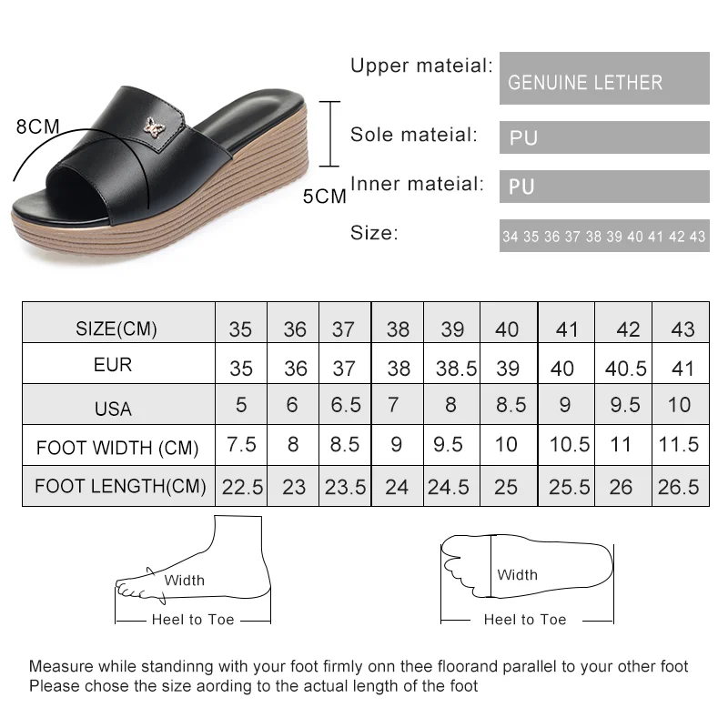 AIYUQI Women Slippers Platform Large Size Summer Outerwear Slippers Women Wedge Genuine Leather Slippers Women