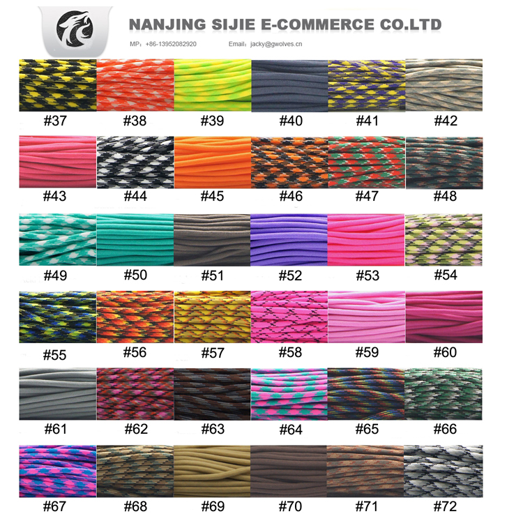 New TypeIII Mli Spec outdoor camping 4mm 550 paracord parachute cord rope