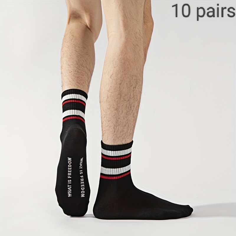 10 pairs of fashion horizontal stripes black and white casual sports version of the mid-calf men's and women's models