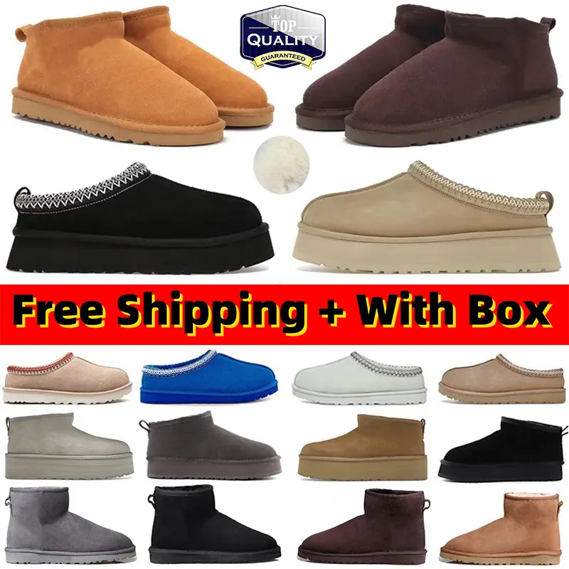 with Box Tasman slippers Tazz Boots mini Boot platform Slides sandals Designers Women Snow black sand Winter Fur Ankle Booties Australian Top Quality