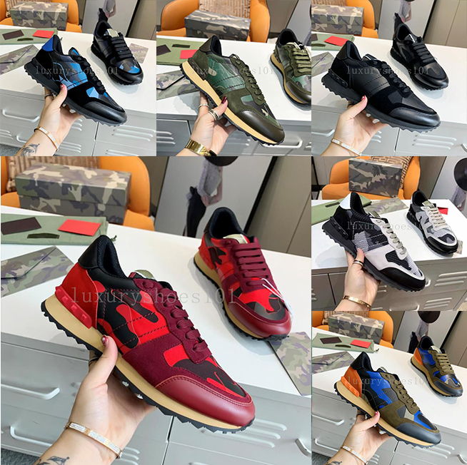 Camouflage Sneakers Men Women Shoes Designer Trainers Rivet Sneaker Leather Casual Shoe Platform Trainer Mesh Camo Suede Lace-up Sneaker