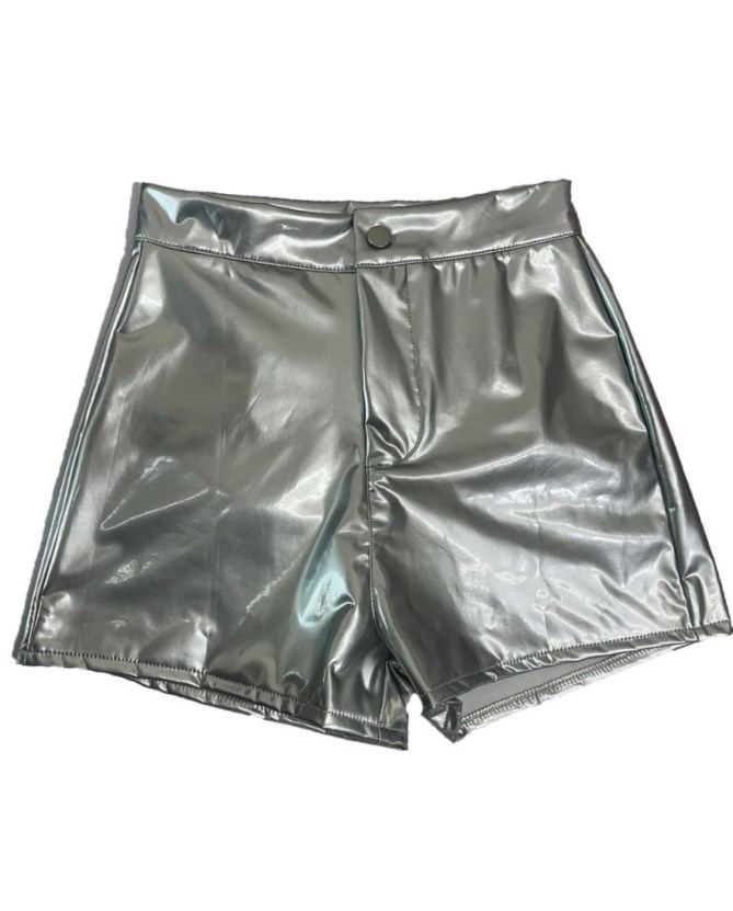 Women's Shorts Sexy and shiny PU leather pants with button down shorts - view 9