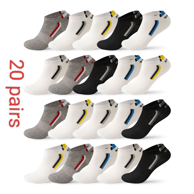 20 pairs of four seasons of men and women with the same sports socks anti-odor boat socks breathable leisure socks hot-sale