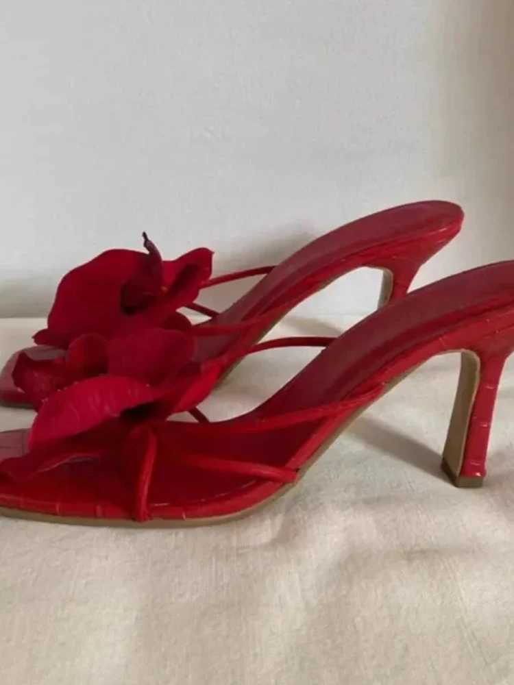 2024 Fi Shoes Fem New Elegant Flower Design Sandals Casual Fixed Outerwear High Heels Sandals Y241219