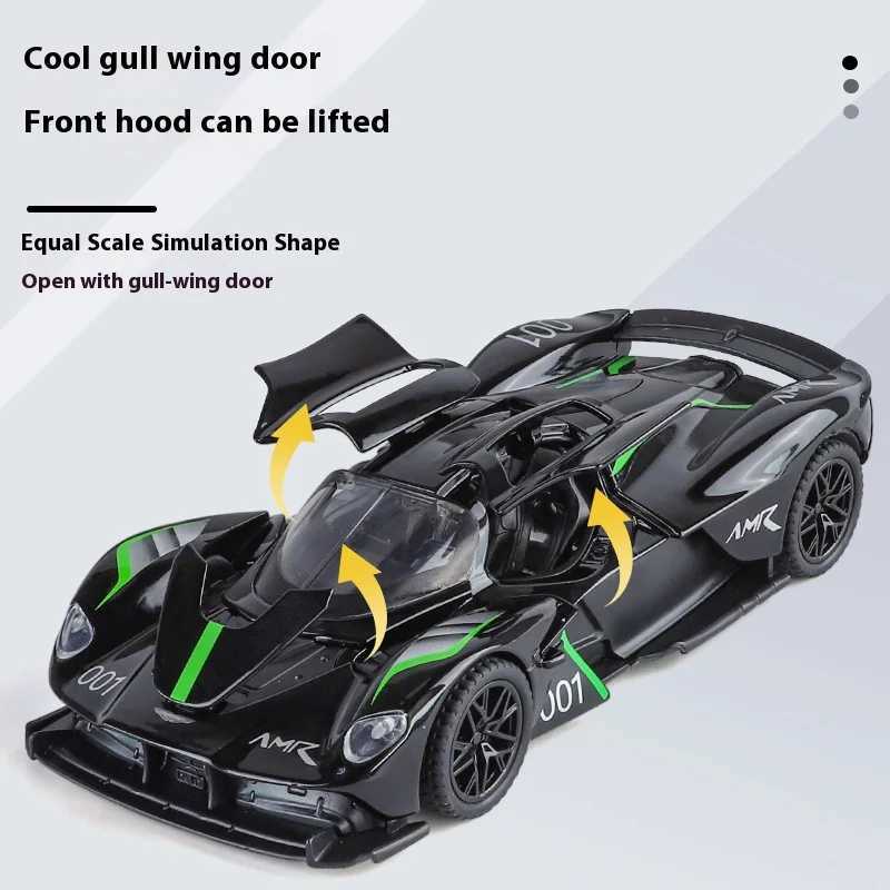 1 32 Aston Martin Valkyrie AMR 001 er Sport Car Alloy Die Casting Metal Model Car Sound and Light Collection Hobbies Birthday Gifts Y241221