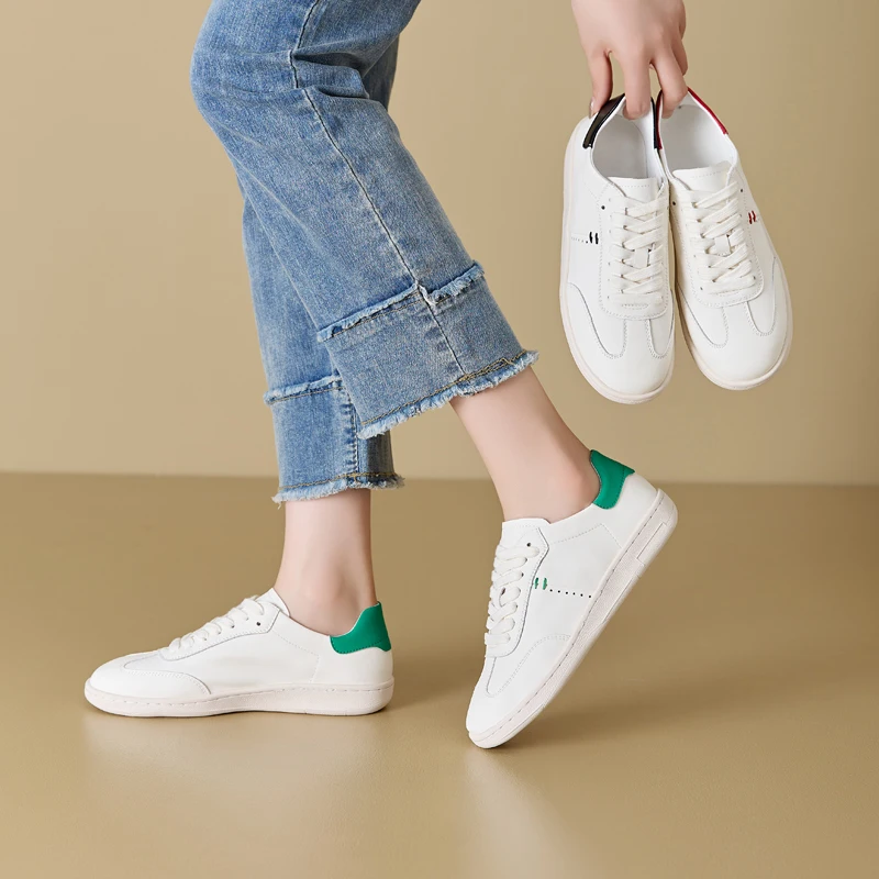AIYUQI Women Sneakers Genuine Leather Autumn Flat Lace-up Women's Casual Shoes Anti-slip Women's Skateboarders