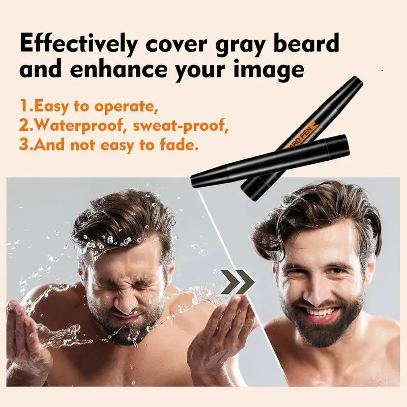 Beard Pen Beard Filler Pencil Men Black Brown 4-Tip Beard Pen Detailing Filler Moustache Eyebrows Barber Pencil Beard Marker 241219