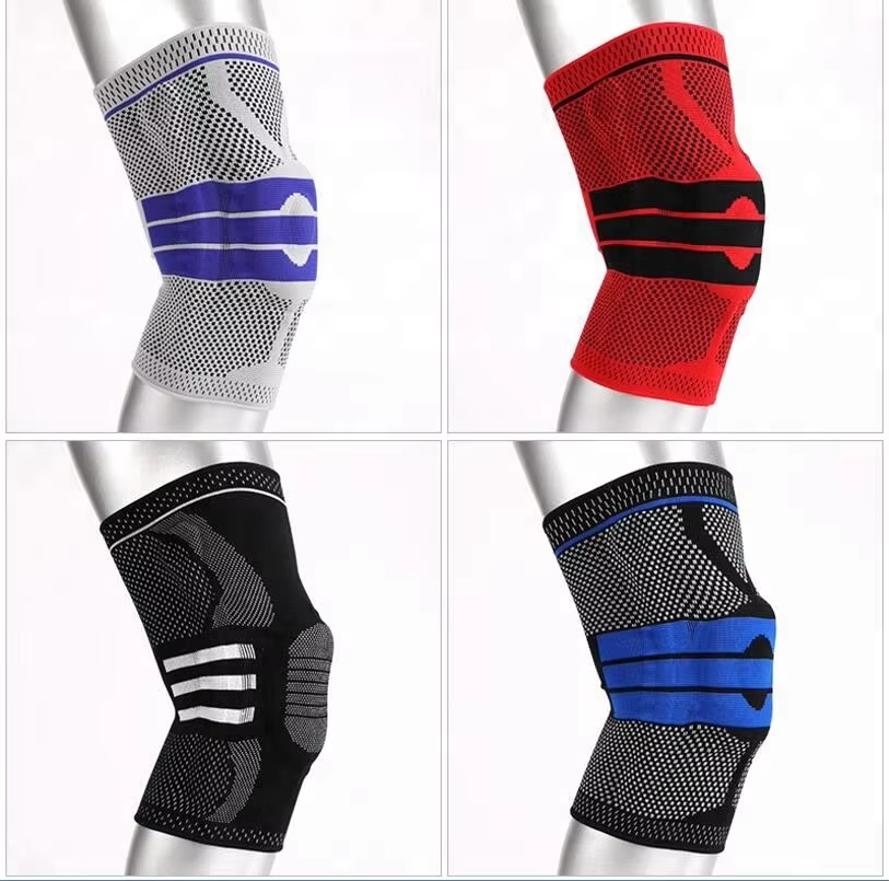 Elastic Basketball Compression Knee Brace Nylon Knee Support Sleeve With Silicone For Running