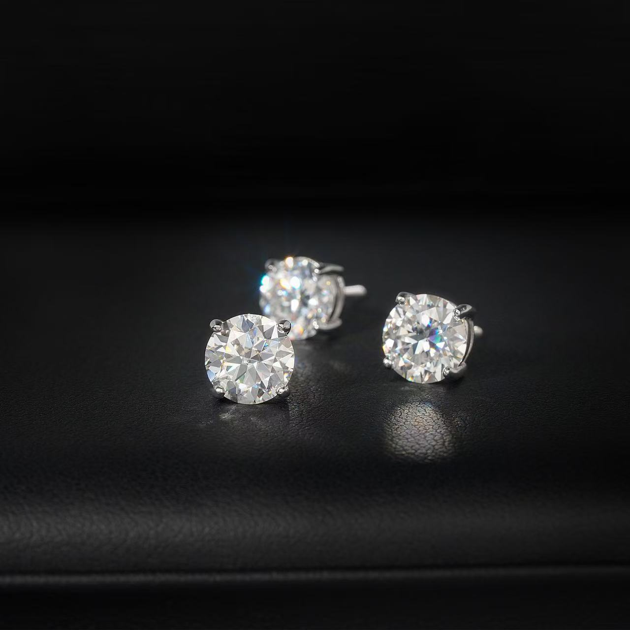 Dia VVS Round S 10K 14K Solid Gold Stud Women Men Moissanite Earrings