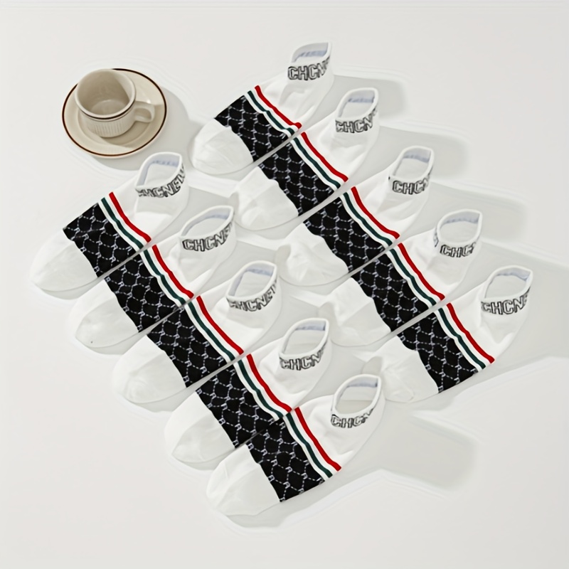 10 pairs of fashionable new white sports men's socks anti-odor boat socks breathable leisure socks