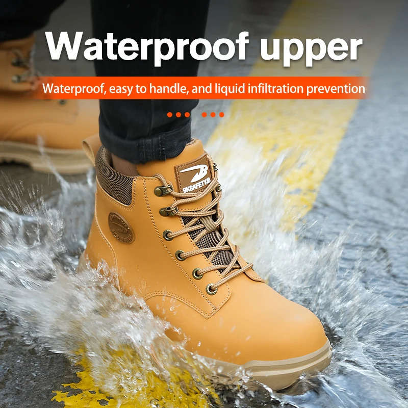 Safety Shoes Work Shoes Steel Toe Men Puncture-protective Work Boots Anti-smash Protect Boots Indestructible Safety Lightweight 241216