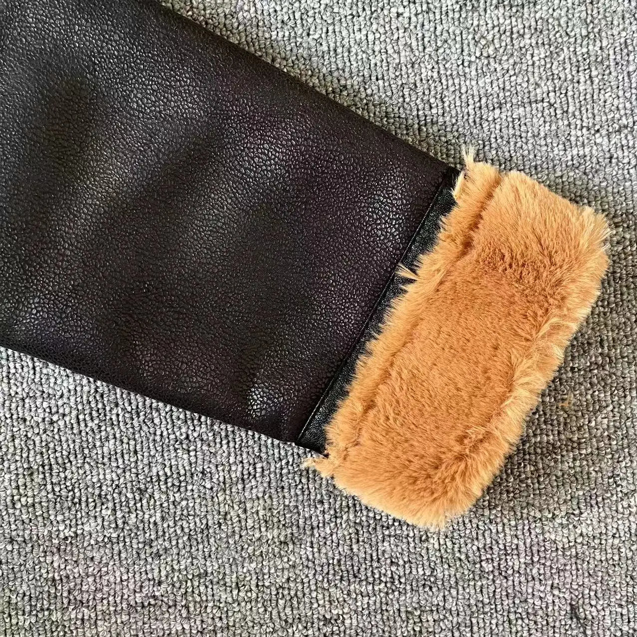 ZA autumn womens clothing style slim fit and simple lapel fur integrated short lamb fur patchwork leather jacket 241220