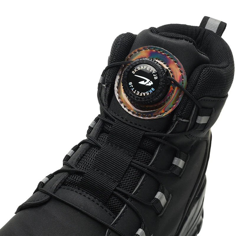 Rotating Button Work Shoes for Men Anti Puncture Work Sneakers Waterproof Black Work Safety Shoes Non Slip Steel Toe Boots 241216