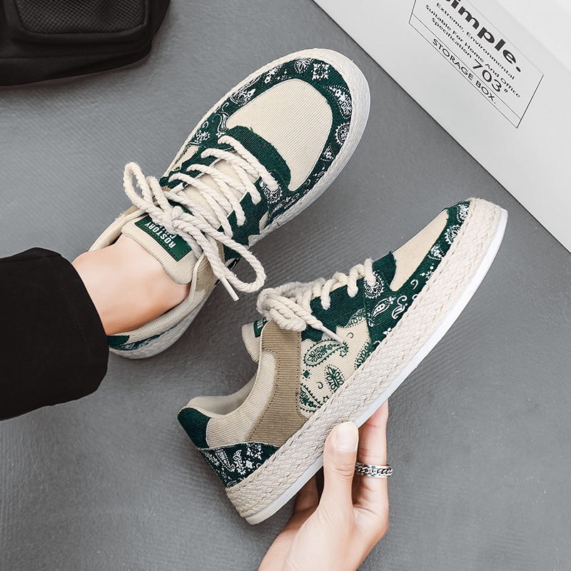 Men Casual Shoes Fashion Leisure Flat Bottom Breathable Trendy Versatile Low-top Retro Canvas Triple Black Blue Green Free shipping