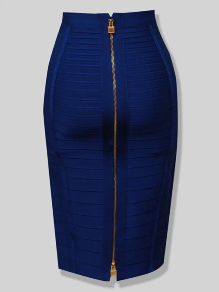16 Colors Sexy Solid Zipper Orange Blue Black Red Bandage Skirt Women Elastic Bodycon Summer XL XXL Pencil Skirts 58cm 241219