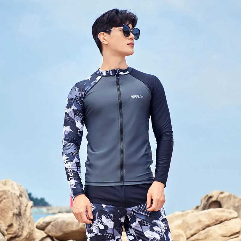 WDFPLAY mens UV Sun Protection Long Seve Rash Guard Wetsuit Swimsuit Top Diving Suit Men Split Long-Seved Trousers SunscreXJ241220