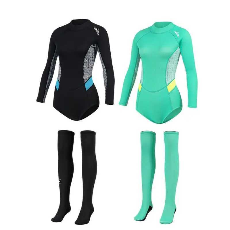 Summer Women 2MM SCR Neoprene Bikini Wetsuit Stocking Long Seve Skin Diving Suit Sun-proof Surfing Snorkeling Thermal SwimwearXJ241220