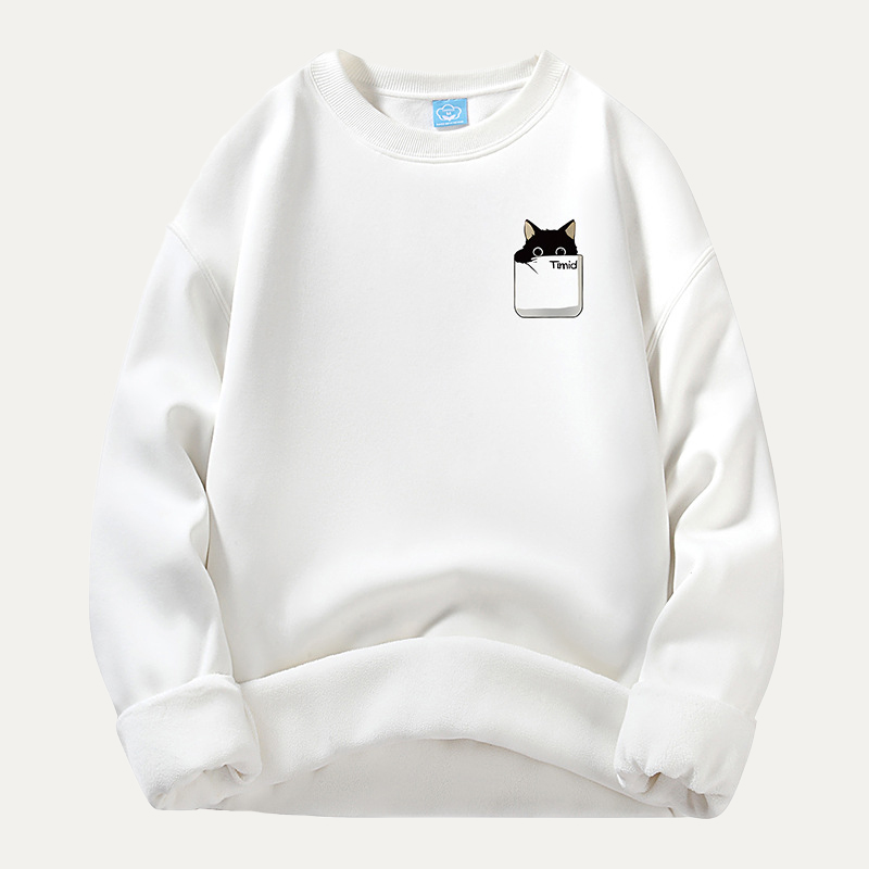 Fall Fashion Loose Bottomed Shirt with Round Neck - Cozy Padded Long Sleeves Couples' Sweaters m033