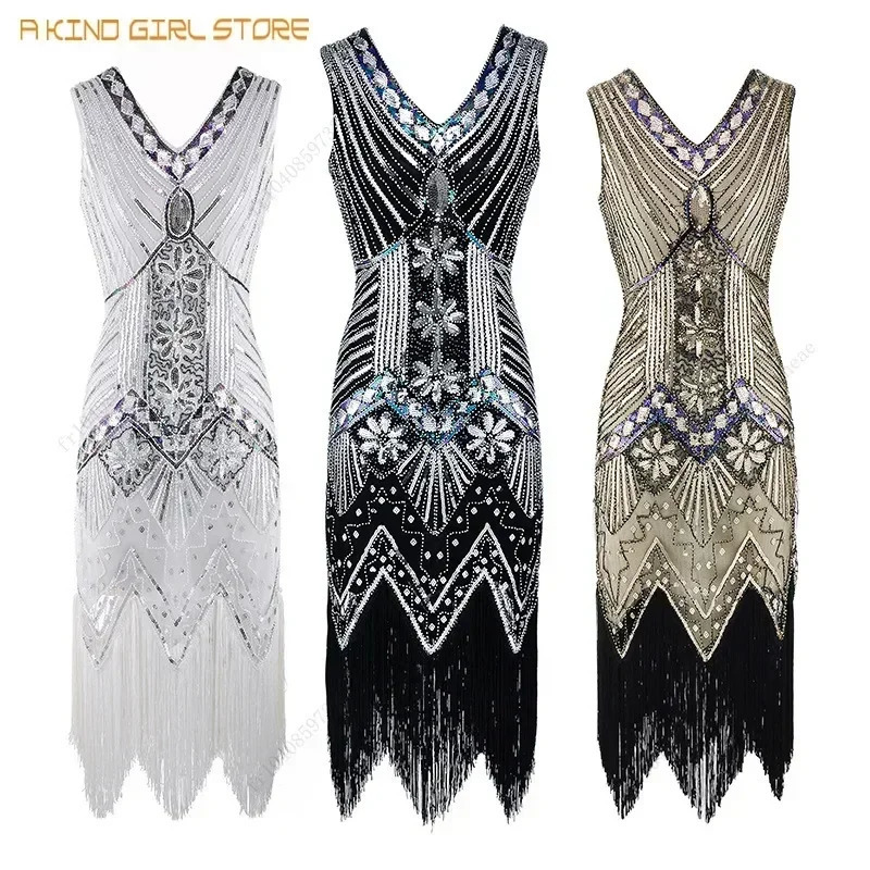 1920s Flapper Dress Plus Size S-4XL Womens Fashion Vintage Great Gatsby Charleston Sequin Tassel 20s Party Dress Costume 241216