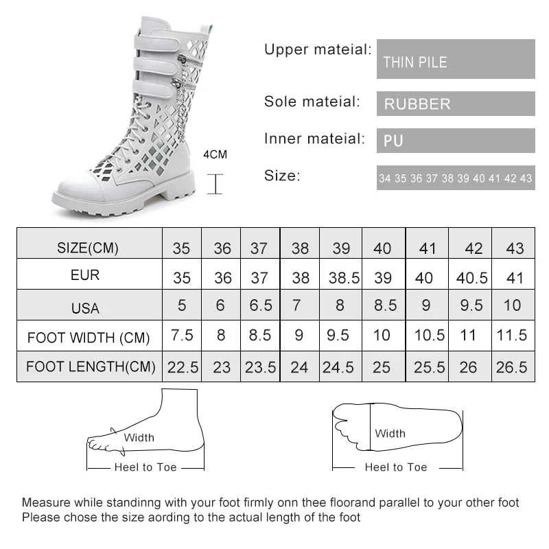 AIYUQI Women's Summer Shoes Big Size Hollow Hole Marton Boots Ladies Chain Fashion Street Punk Cool Boots Women