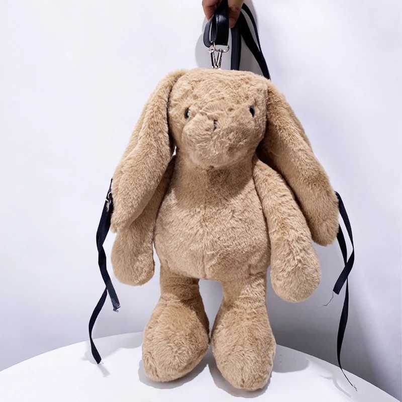Faux Fur Cute Rabbit Backpack Bags For Women Luxury Designer Handbags And Purses 2024 New In Fashion Plush Lace String ShoulderXJ241219