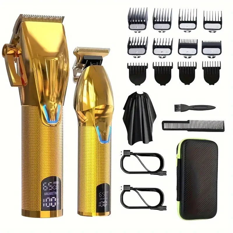 RUCHA Hair Clipper And Trimmer Set Barber Clippers For Men Professional Kit Beard Haircut Cordless Cutting 241219