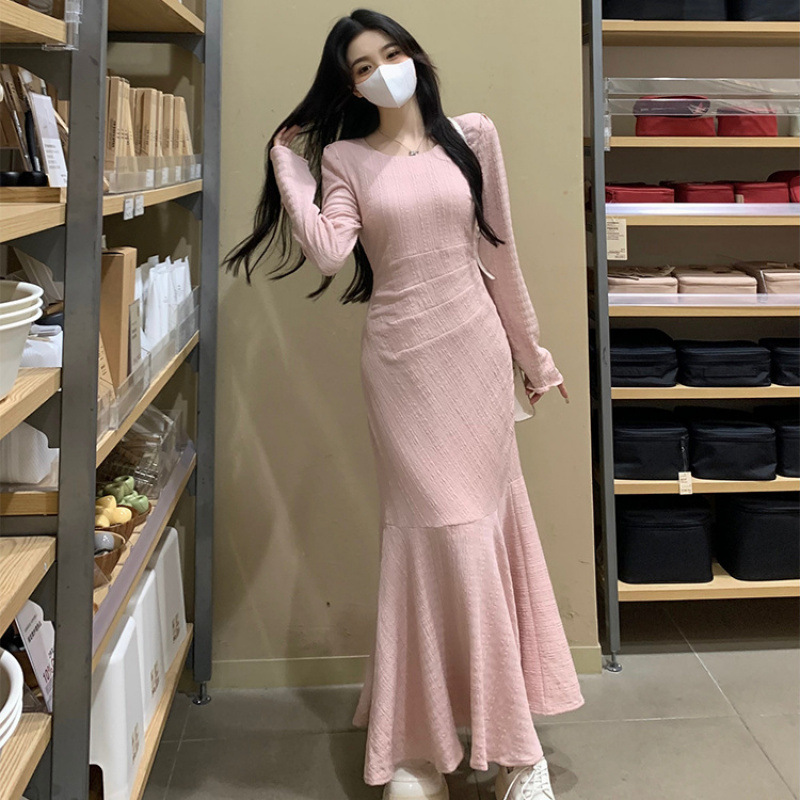 X150 Temperament slim fishtail dress women's spring new large size ladies super slim high-end long skirt
