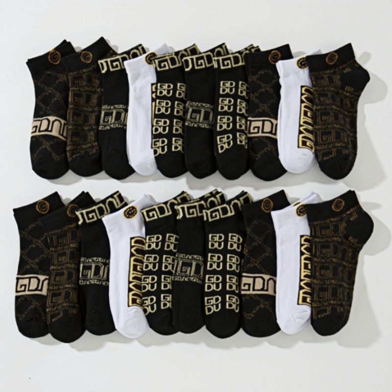 Men's Summer Thin Boat Socks Black and White Letter Printing Joker Men's Socks Fashion Brand Designer Socks Breathable Sweat Absorbent Deodo