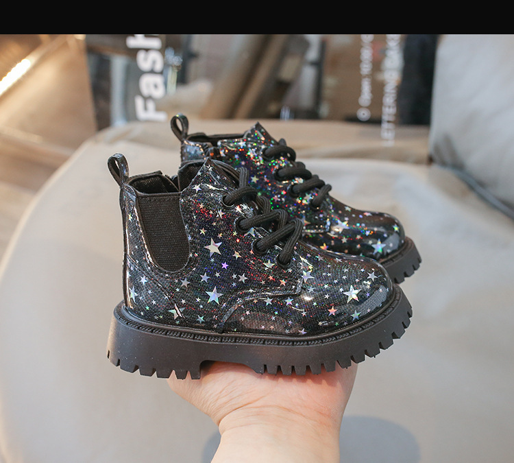 Kids Short Boots Girls Shoes New 2025 Spring Winter Soft Leather Kidsnest Children Boots Fashion Shiny Toddler Kids Ankle Boots Size 21 - 30