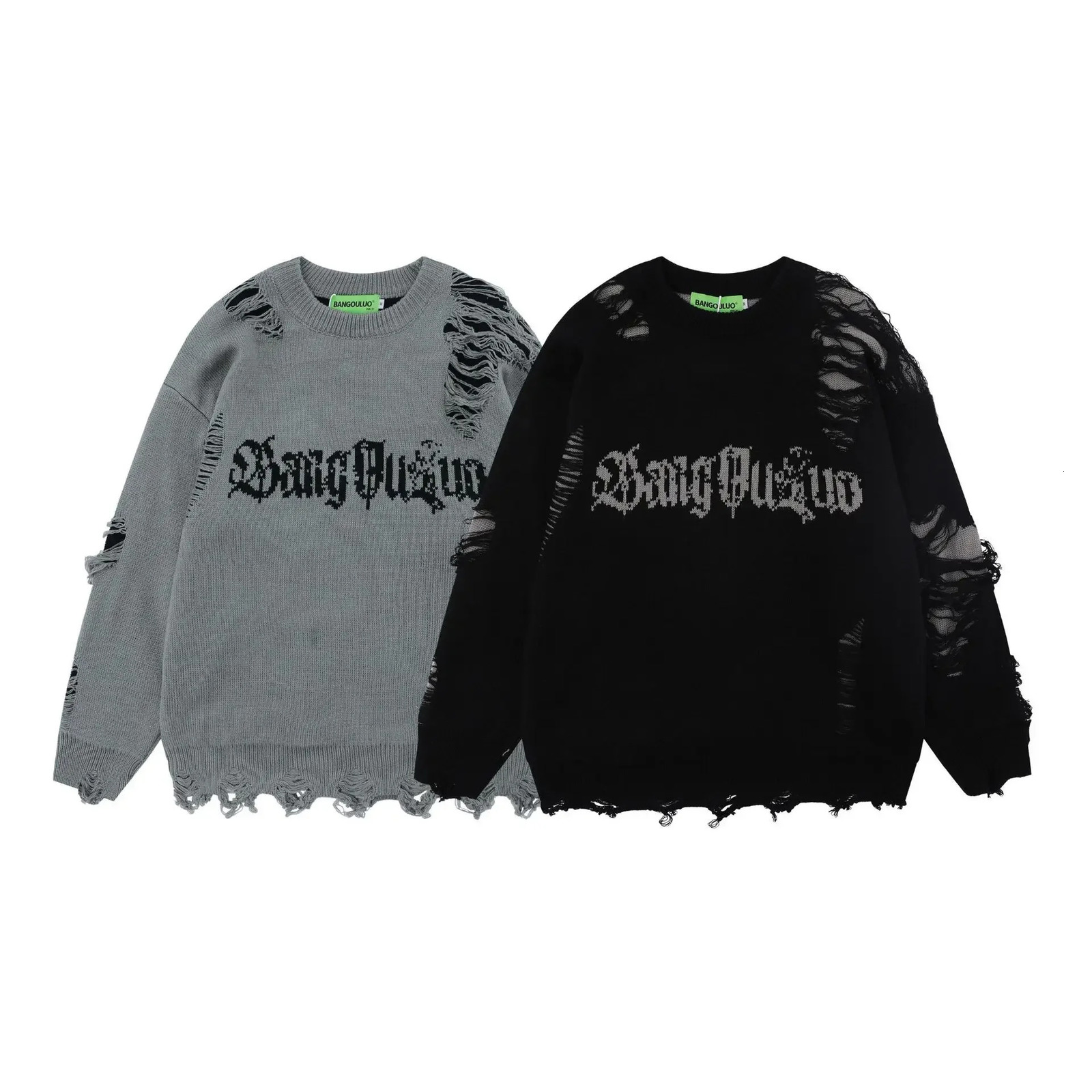 Fashionable retro double-sided wearable Gothic letter jacquard round neck sweater casual knitted top for men and women 241219