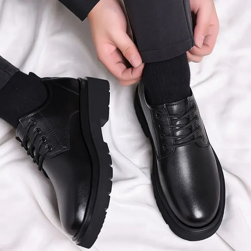 Business Man Casual Shoe Moccasin Lace Up Soft Dress Shoes Leather Men Formal High Quality Fashion Free Clearance 241220