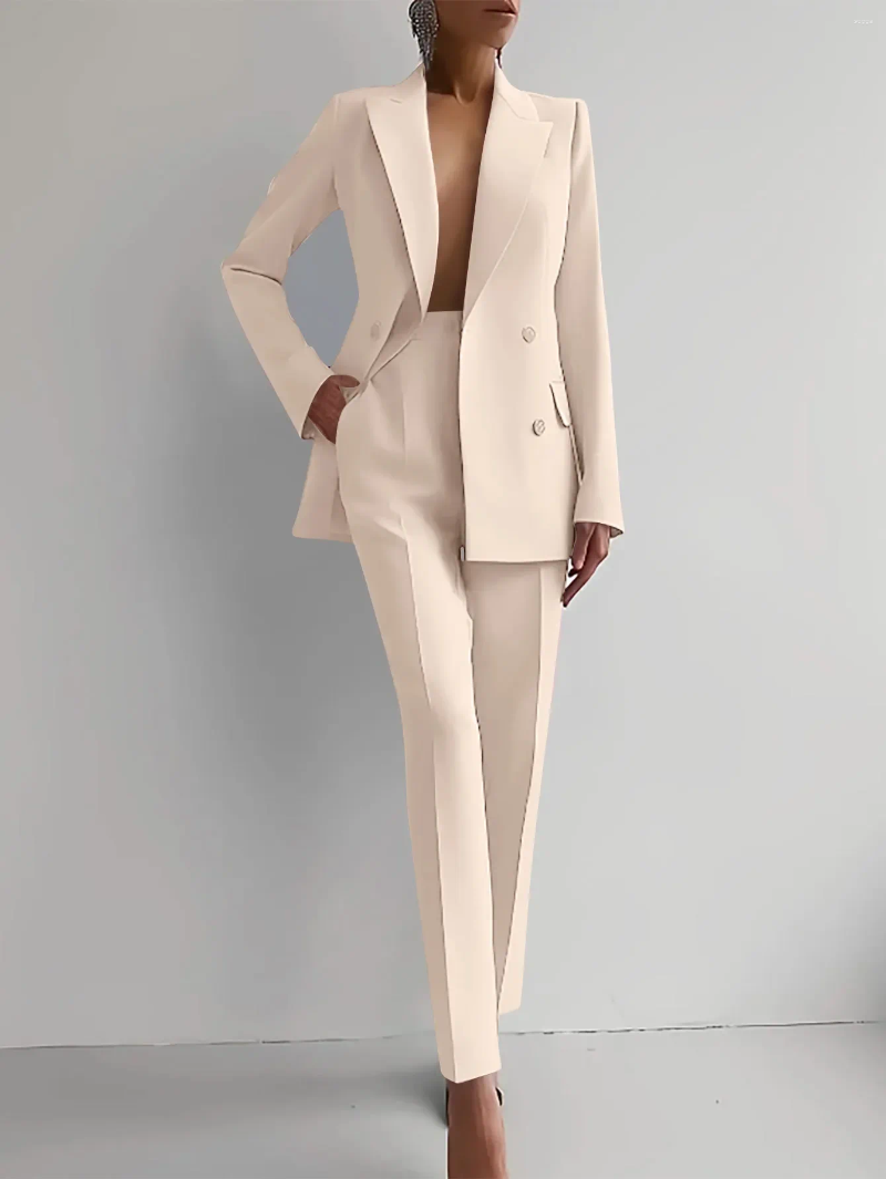 Womens Pants BWQ Elegant Blazer Suit And Wide Leg Two 2 Piece Sets Outfits For Women 2024 Classic OL Work Street Outfit Tracksuit