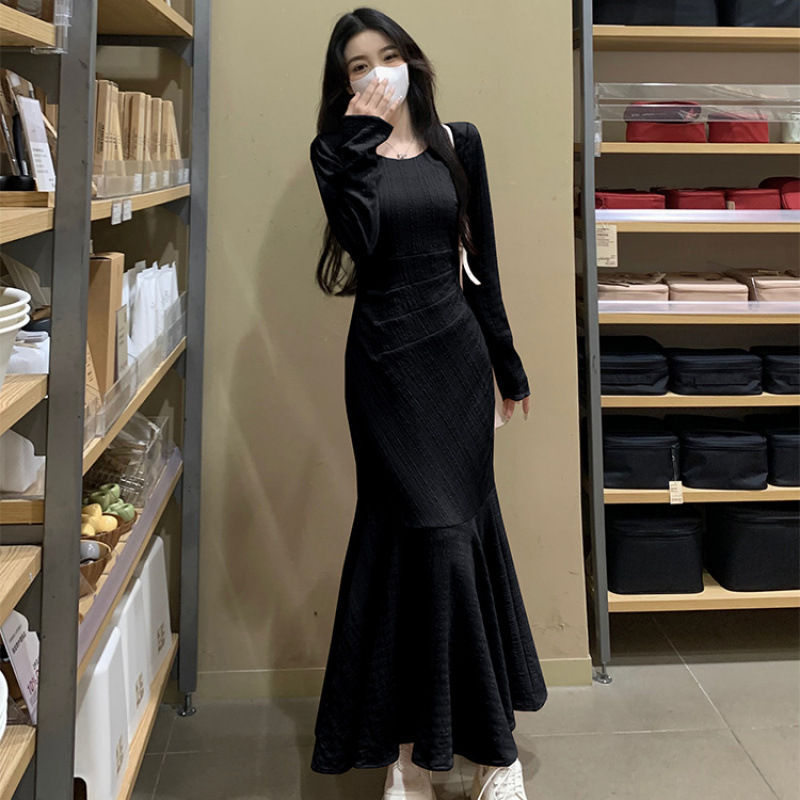 X150 Temperament slim fishtail dress women's spring new large size ladies super slim high-end long skirt