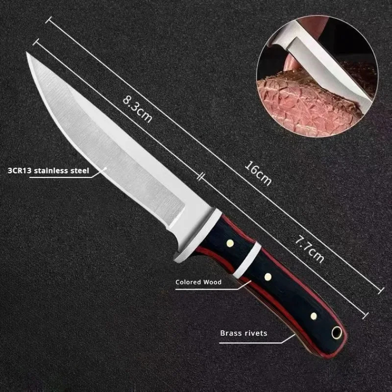 1 piece of solid wood multi-purpose stainless steel fruit knife chefs knife meat cutting knife 241220
