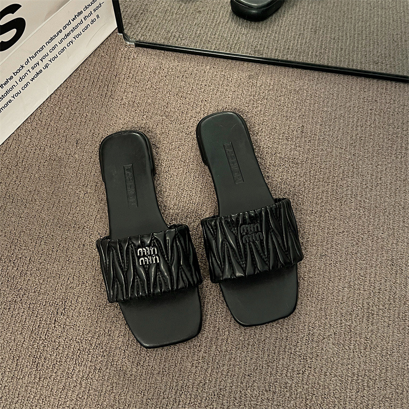 Free Shipping new designer sandals slippers flat Square toe casual comfortable sandals slides womans sandal outdoor Slipper woman shoes szie 36-42