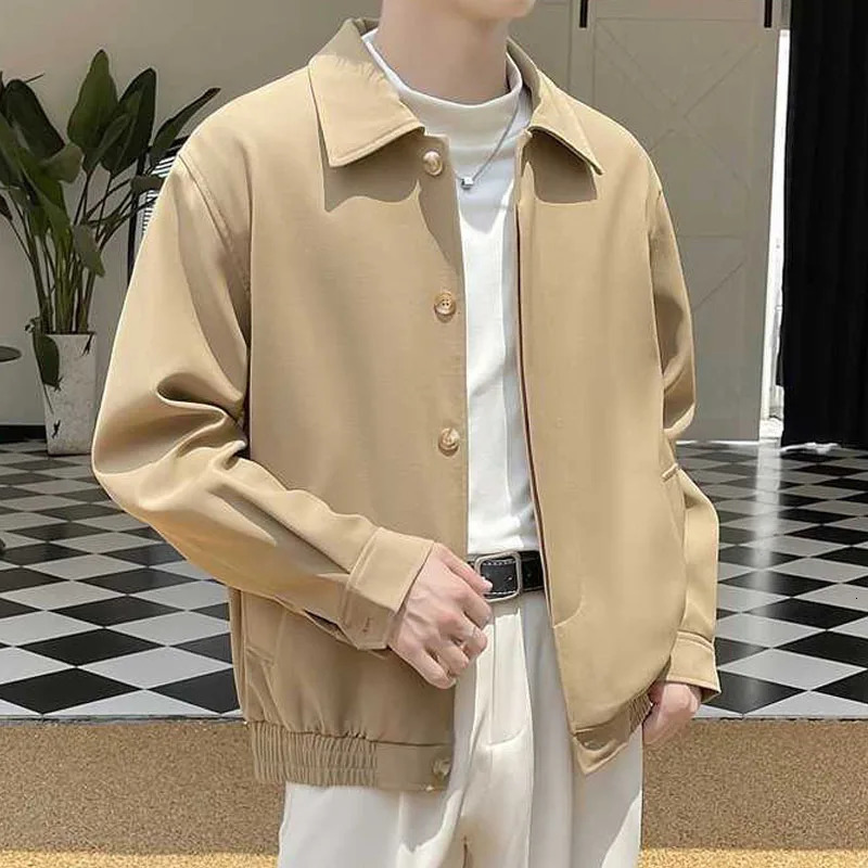 Autumn Fashion Trend Casual Simple Polo Workwear Short Style Light Mature Style Versatile Loose Style Mens Jacket Coat 241219