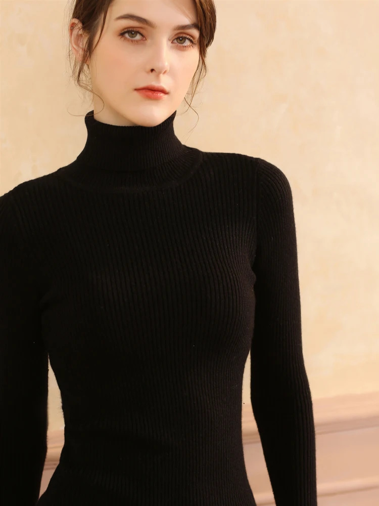 ITOOLIN Winter Women Turtleneck Sweater Basic Knitted Soft Pullovers Cashmere Jumpers For Women Elastic Warm Sweaters Autumn 241217