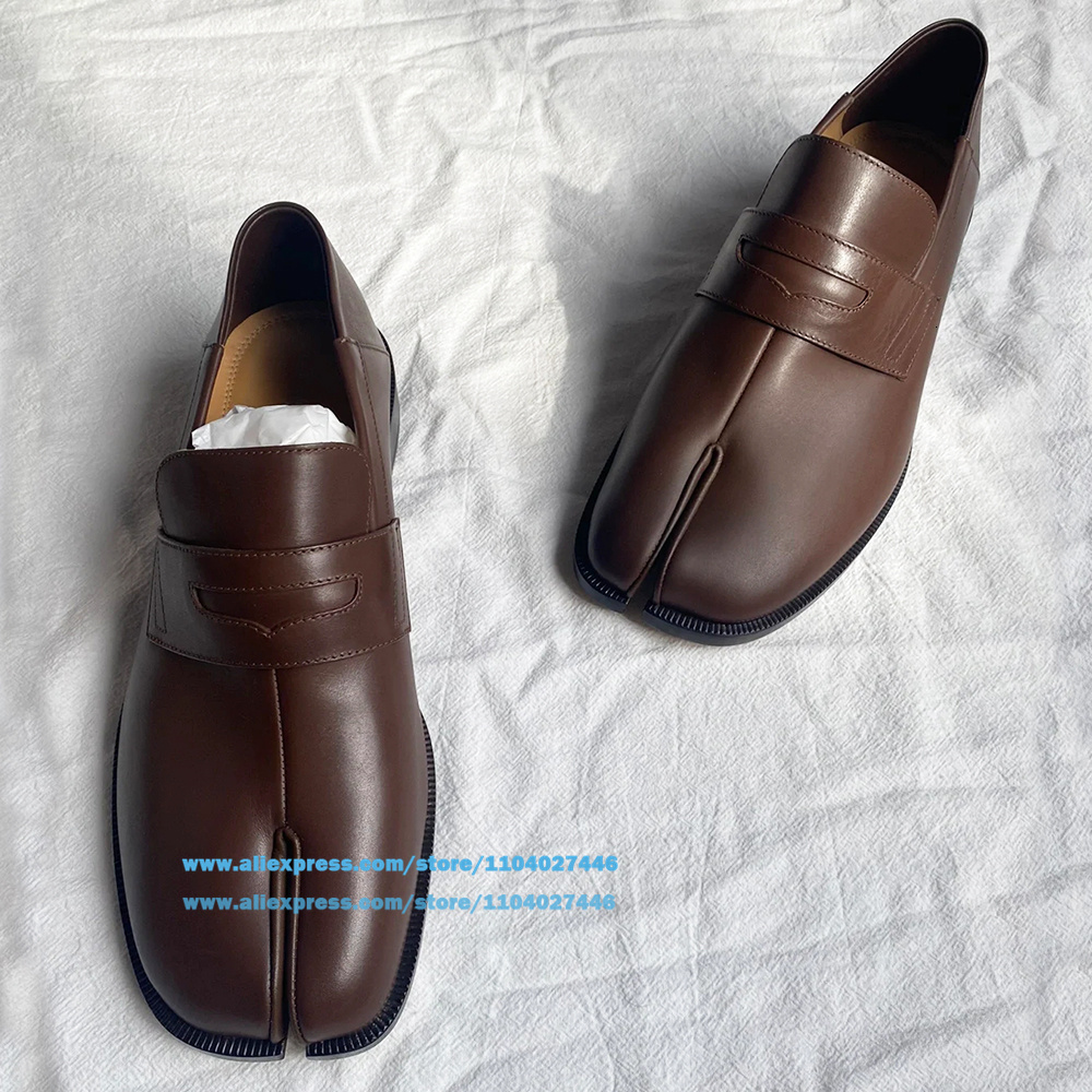 Tabi Men's Loafers Slip-On Leather Soft Soles Single Brand Flats Casual Men Shoes