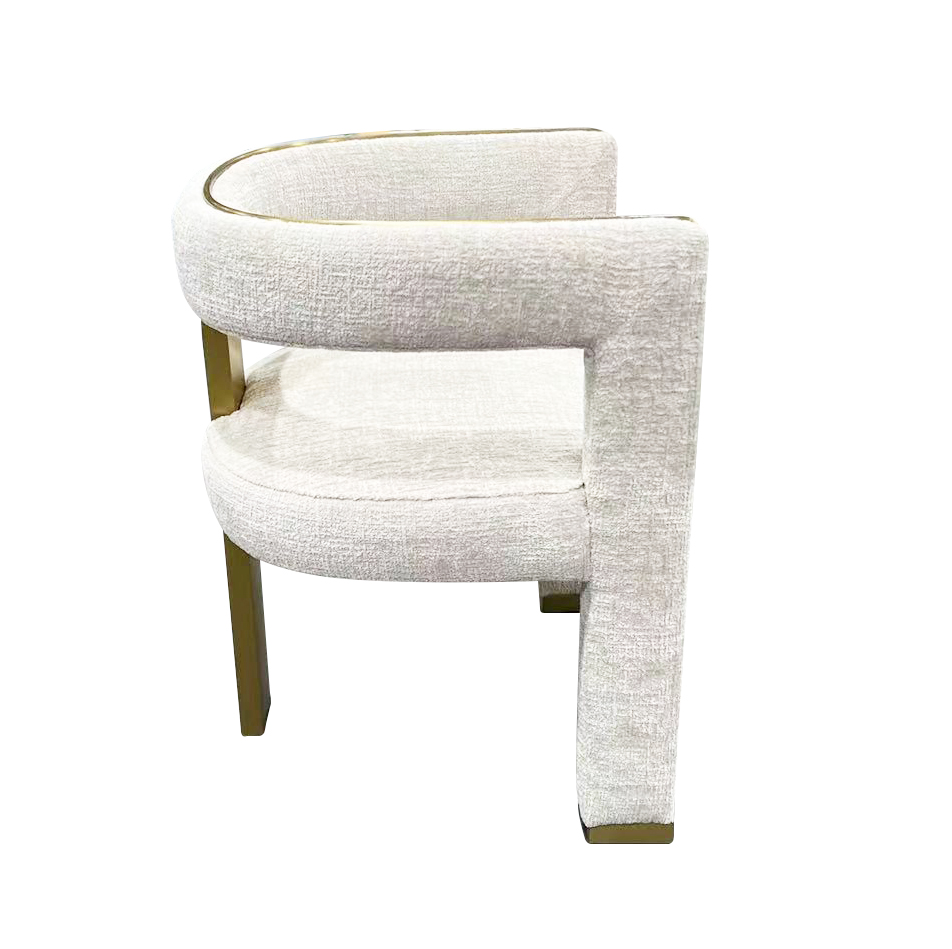 Milana Dining Chair - Modern Curved Upholstered Armchair with Gold Accents