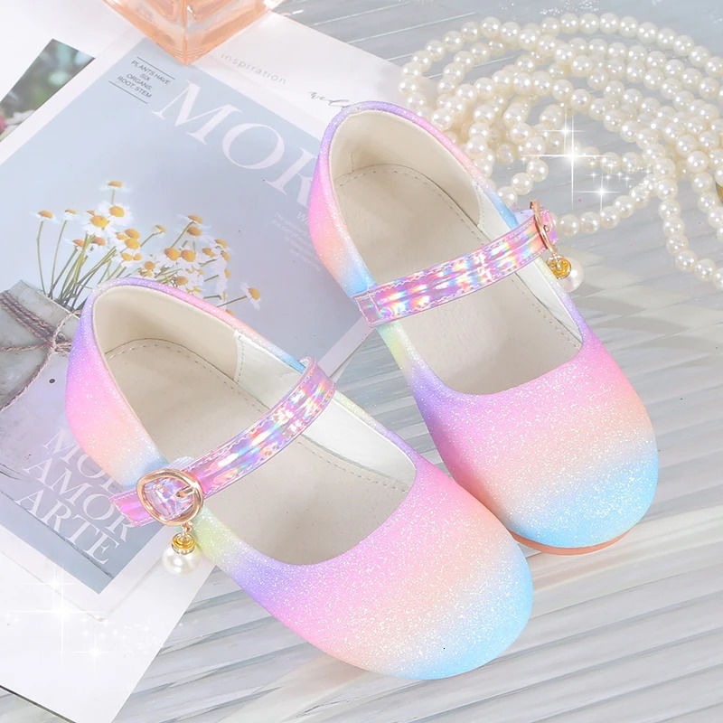 YUNICUS Girls Sequined Princess Shoes Childrens flat shoes Rainbow Shoes Little Girl Performance Dancing Shoes Party Shoes 241219