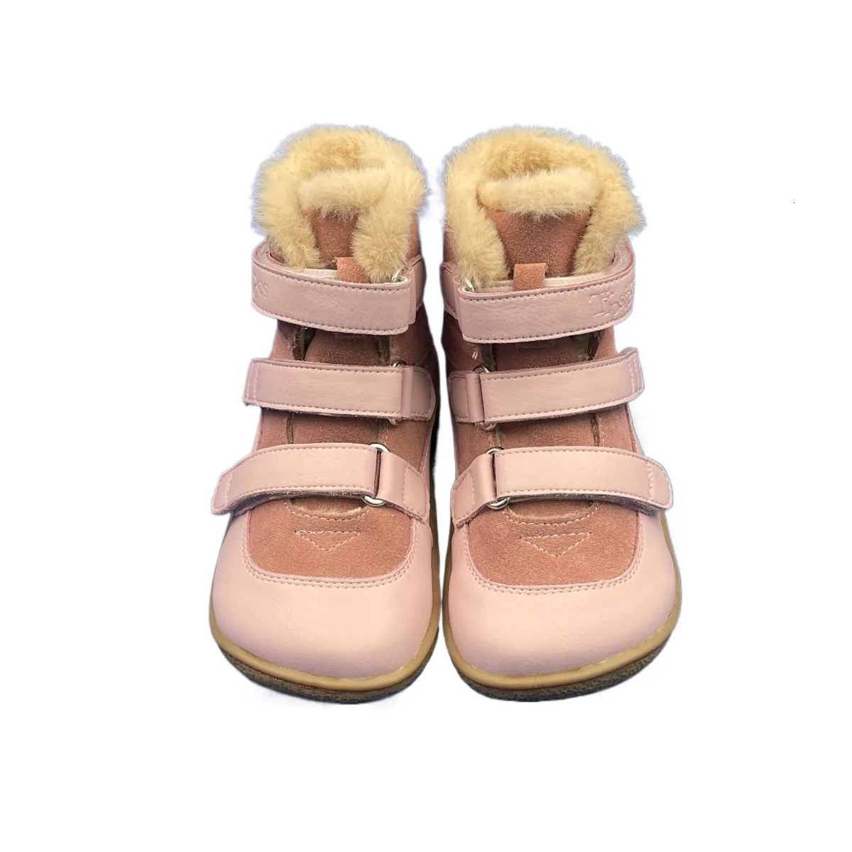 TipsieToes Top Genuine Leather Baby Toddler Girl Boy Kids Shoe Winter Barefoot Boots 3 Straps Fur Inside Warm Light Weight 241219