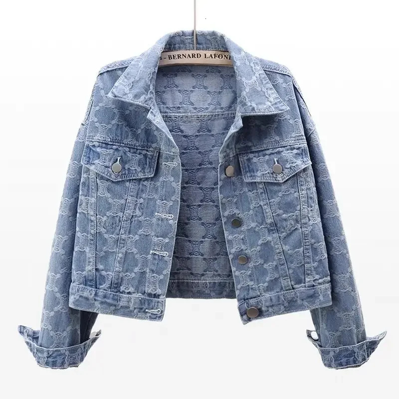 Denim Womens Jacket Autumnwinter Style y Jacquard Cropped Loosefit Versatile Tweed Top For Ladies 241216
