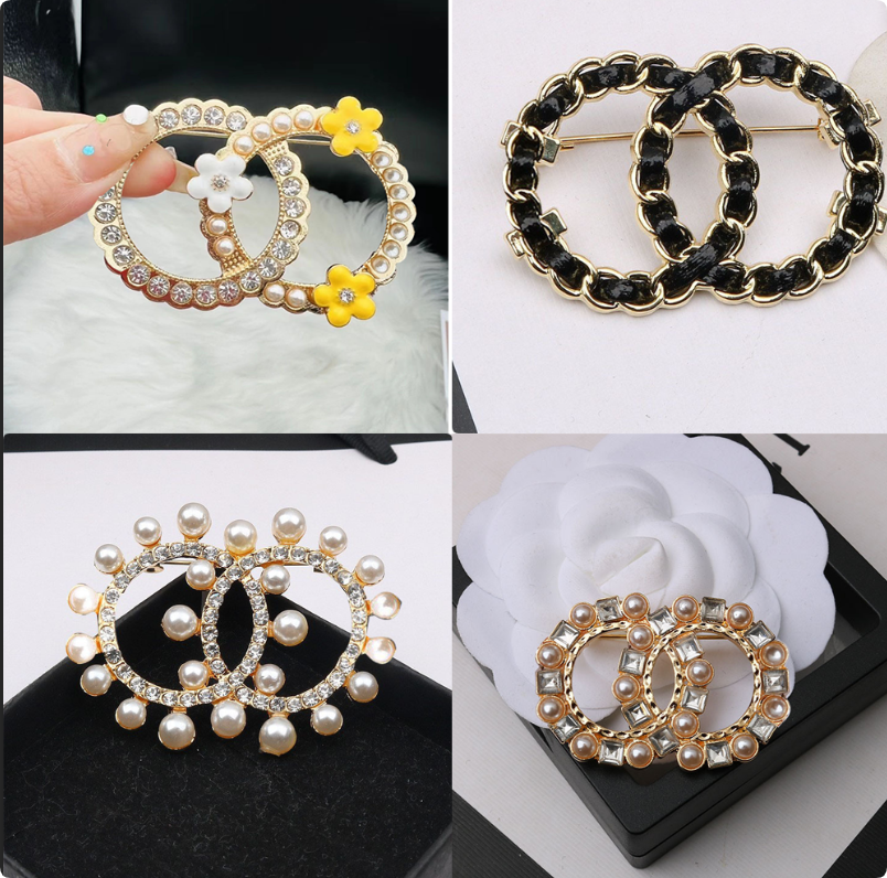 Famous Designer Letter Brooches Unisex Luxury Rhinestone Diamond Crystal Pearl Brooch Suit Fashion Jewelry Accessories 20style