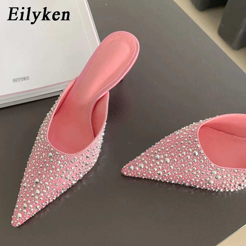 Eilyken Sexy Party Prom Rivet Women Slippers Pointed Toe Thin High Heels Mules Ladies Spring Pumps Shoes 241220