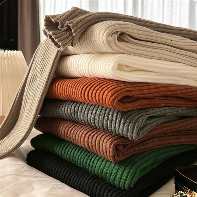 Women Long Sleeved Turtleneck Sweater Harajuku Pullover Women Knit Sweater Slim Elastic Korean Simple Basic Jumper Solid Tops 241217