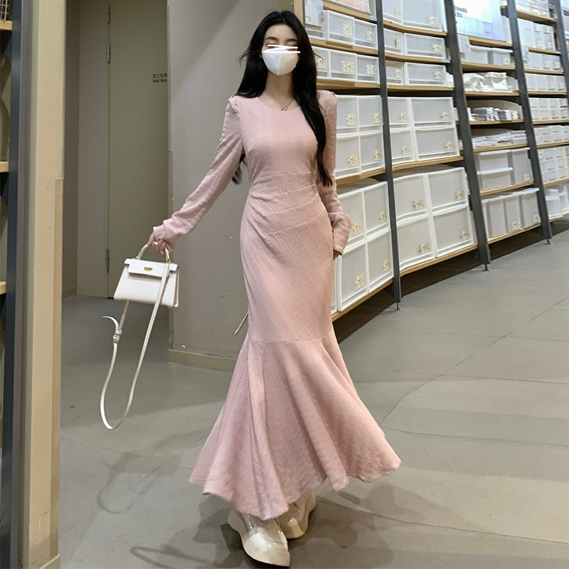 X150 Temperament slim fishtail dress women's spring new large size ladies super slim high-end long skirt