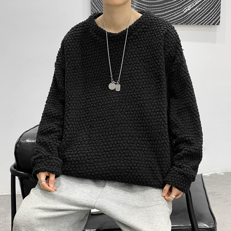 184 Round Neck Sweatshirt for Men Spring and Autumn Style Loose Solid Color