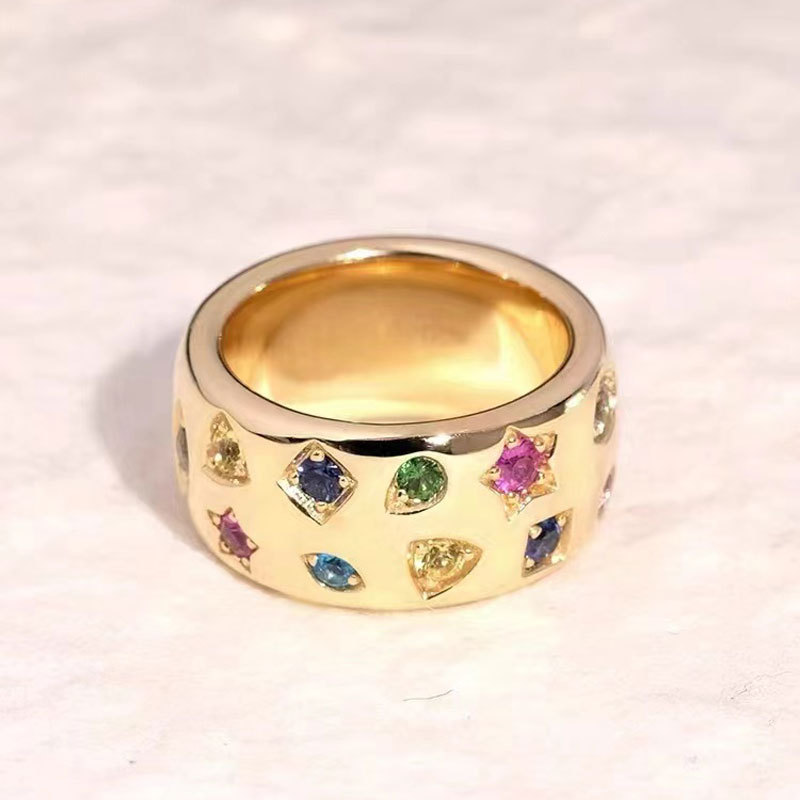 Choucong Brand Ins Top Sell Wedding Rings Vintage Jewelry 925 Sterling Silver Gold Fill Colorful 5A Cubic Zircon CZ Diamond Party Eternity Women Engag