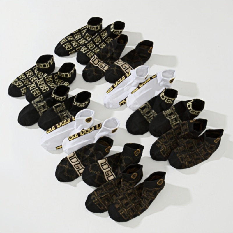 Men's Summer Thin Boat Socks Black and White Letter Printing Joker Men's Socks Fashion Brand Designer Socks Breathable Sweat Absorbent Deodo